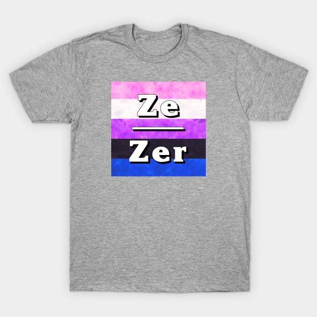 Ze-Zir Pronouns: Genderfluid T-Shirt by Tiger Torre